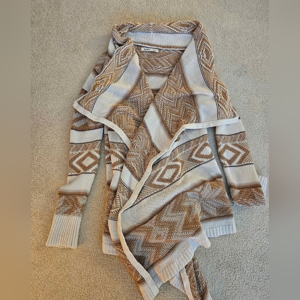Old Navy Brown and Cream Geometric Cardigan